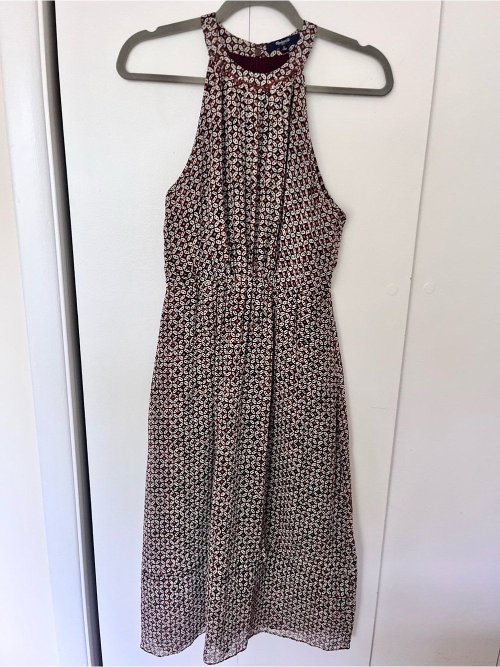 Madewell Woven Halter-Neck Midi Dress in Diamond Tile Size 0